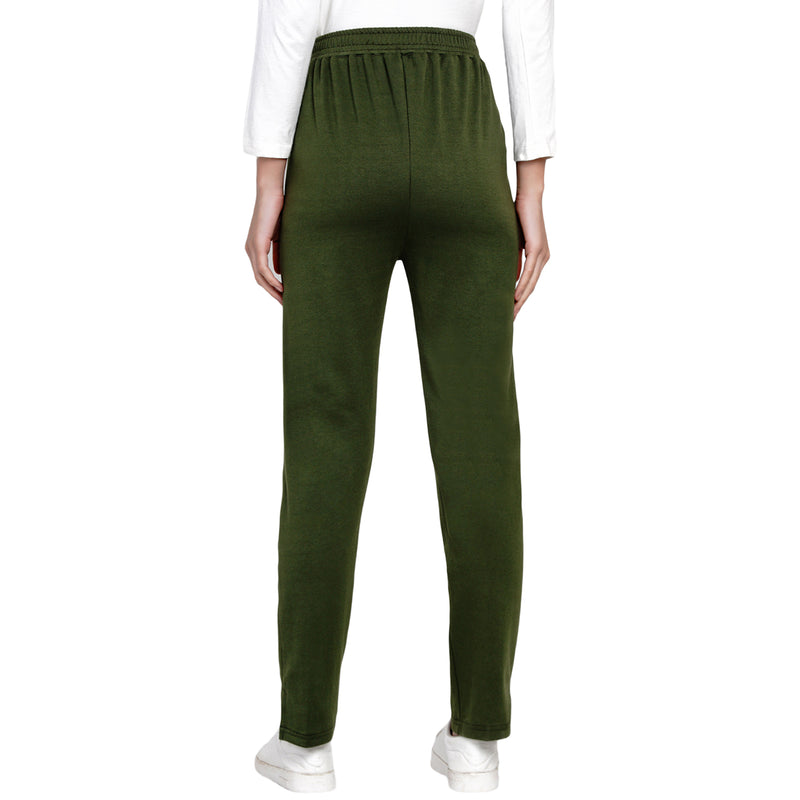 Olive Green Solid Track Pants-Track Pants-Fabnest