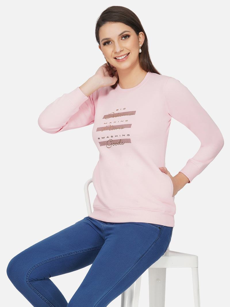 Fabnest winter baby pink printed fleece sweatshirt-Sweatshirt-Fabnest