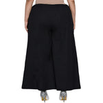 Curve black cotton flex culotte pant-Bottoms-Fabnest