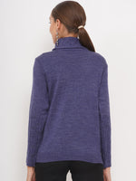 Women`s Acrylic Navy Self Design Winter Pullover-Pullover-Fabnest