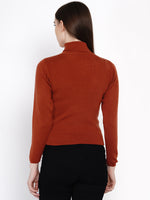 Fabnest Winter Acrylic High Neck Rust Sweater-Sweaters-Fabnest