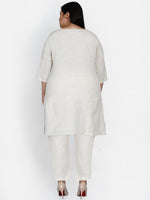 t Curve off white boat neck cotton flex kurta with lace work-Kurta-Fabnest