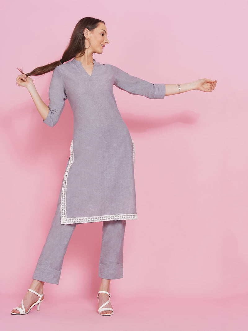 Buy KASHISH Sage Embroidered Mandarin Viscose Blend Women's Kurta Trouser  Dupatta Set | Shoppers Stop