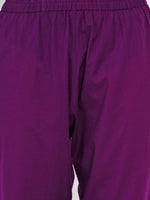 Purple Cotton Asymmetric Kurta set With Gota And Petal-Kurta Set-Fabnest