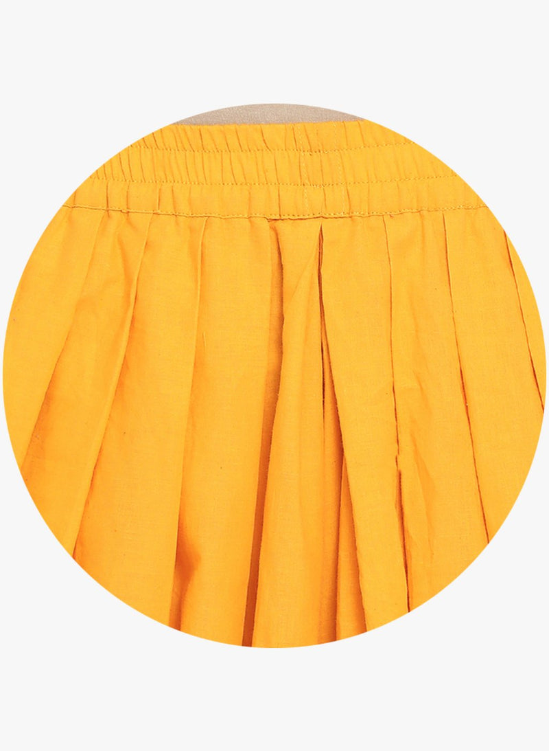 Dhoti salwar in solid yellow cotton-Salwar-Fabnest