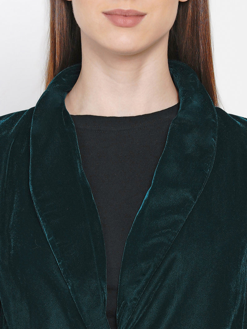 Velvet green coat-Jacket-Fabnest