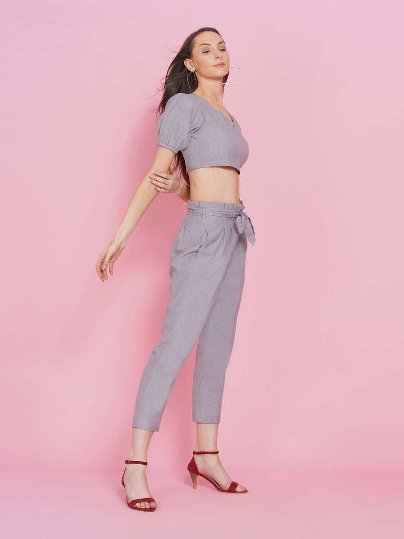 Chambray cropped top ONLY-Top-Fabnest