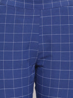 Handloom Cotton Blue Window Check Straight Pant-Bottoms-Fabnest
