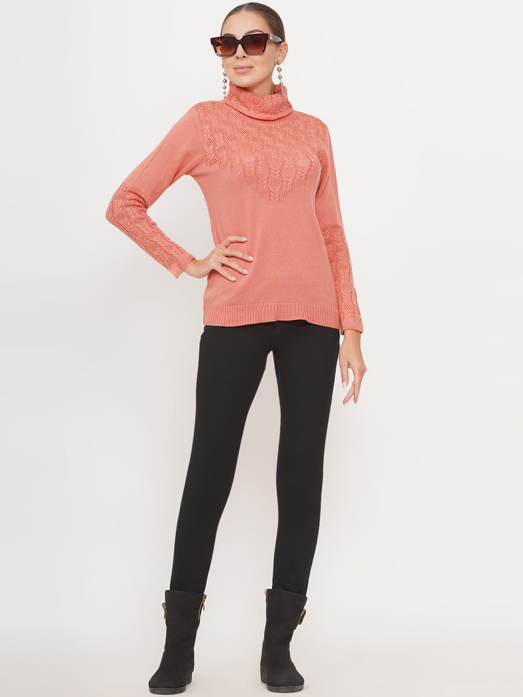 Women`s Acrylic Gajri Self Design Winter Pullover-Pullover-Fabnest