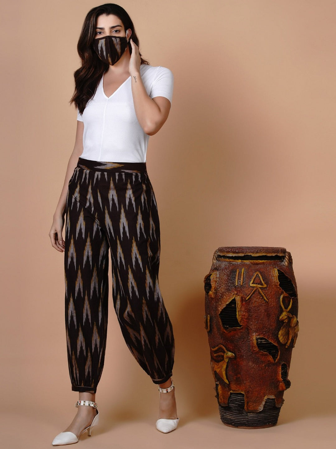 Brown Cotton Harem Pants