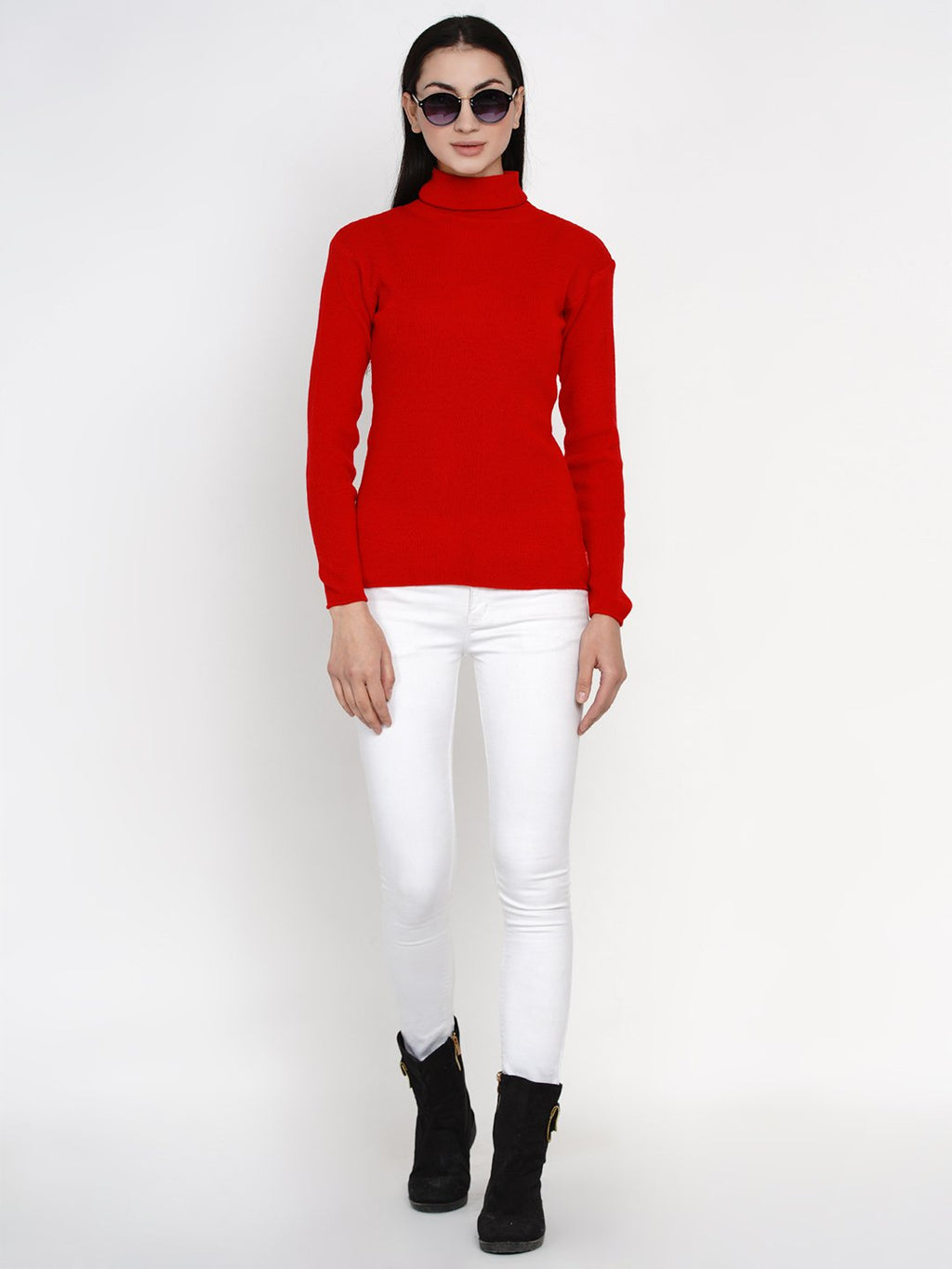 Fabnest Winter Red High Neck Sweater-Sweaters-Fabnest