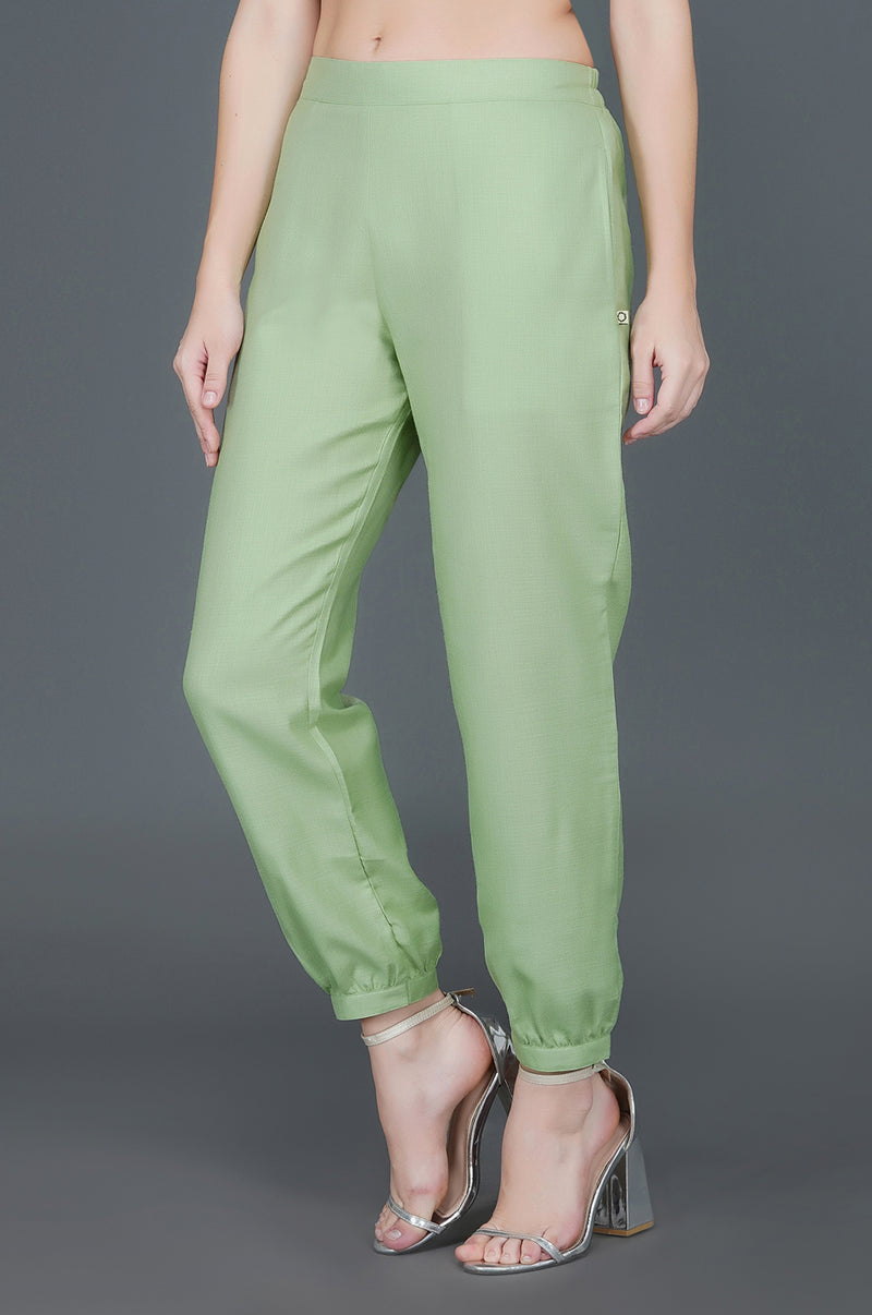 Light green straight pants-Bottoms-Fabnest