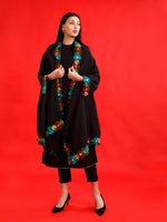 Black flex cape/shrug with aari lace embellishments-Fabnest