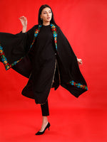 Black flex cape/shrug with aari lace embellishments-Fabnest