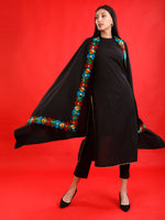 Black flex cape/shrug with aari lace embellishments-Fabnest